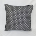 Cojín Art Déco Raíz Negro con Vivo • Algodón Premium