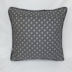 Cojín Art Déco Raíz Negro con Vivo • Algodón Premium