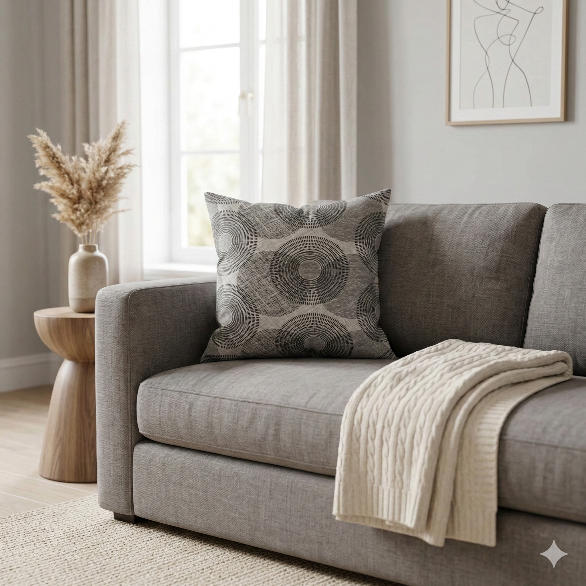 Cojín Decorativo Twister Gris – Elegancia Geométrica y Confort Local