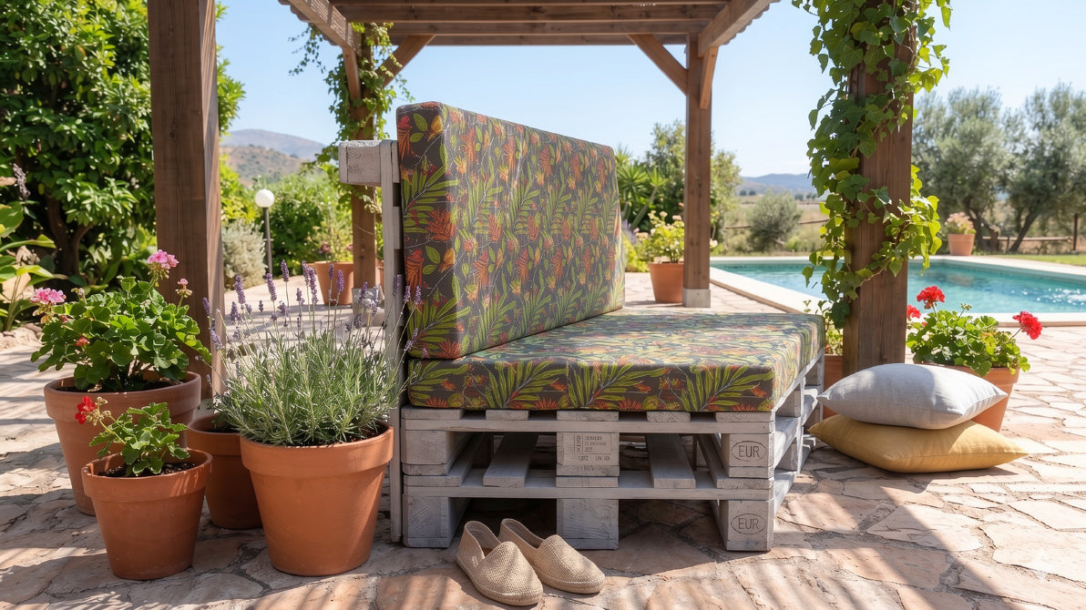Confort Exótico: Conjunto cojines 2 piezas de Exterior Premium para Palets