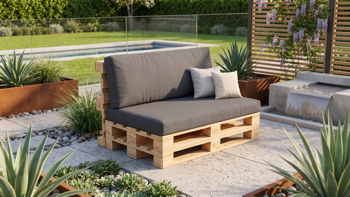 Pack de Cojines para Palets (Asiento + Respaldo) – Gris Antracita Ultra Cómodo🌿¡Dale un "glow up" a tu terraza!