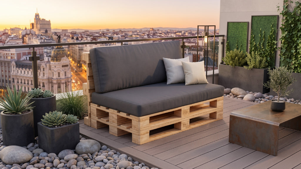Pack de Cojines para Palets (Asiento + Respaldo) – Gris Antracita Ultra Cómodo🌿¡Dale un "glow up" a tu terraza!