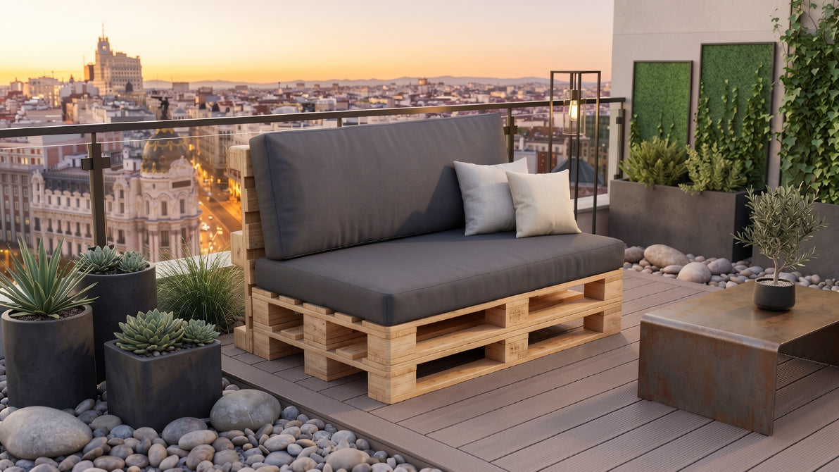 Pack de Cojines para Palets (Asiento + Respaldo) – Gris Antracita Ultra Cómodo🌿¡Dale un "glow up" a tu terraza!
