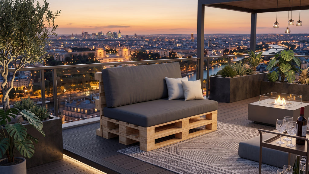 Pack de Cojines para Palets (Asiento + Respaldo) – Gris Antracita Ultra Cómodo🌿¡Dale un "glow up" a tu terraza!