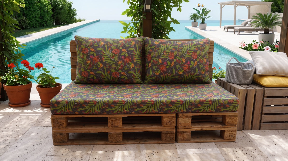 Confort Exótico: Conjunto cojines 3 piezas de Exterior Premium para Palets
