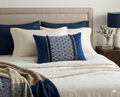 Cojín Rectangular Nami Azul 50x36 cm con Cinta Étnica | 100% Algodón (Con Relleno)