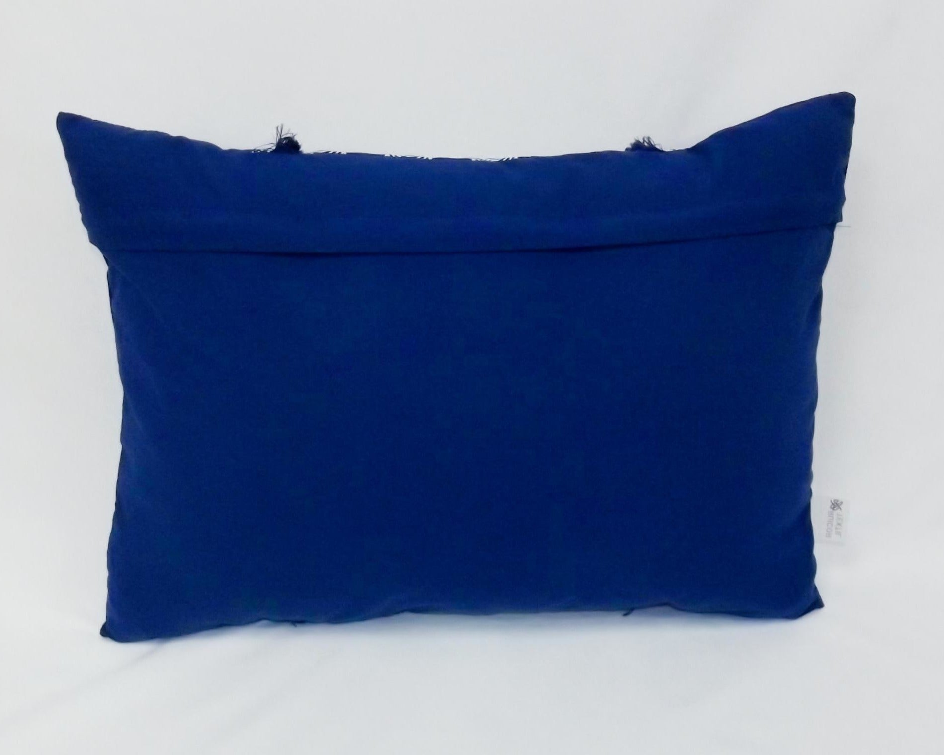 Cojín Rectangular Nami Azul 50x36 cm con Cinta Étnica | 100% Algodón (Con Relleno)