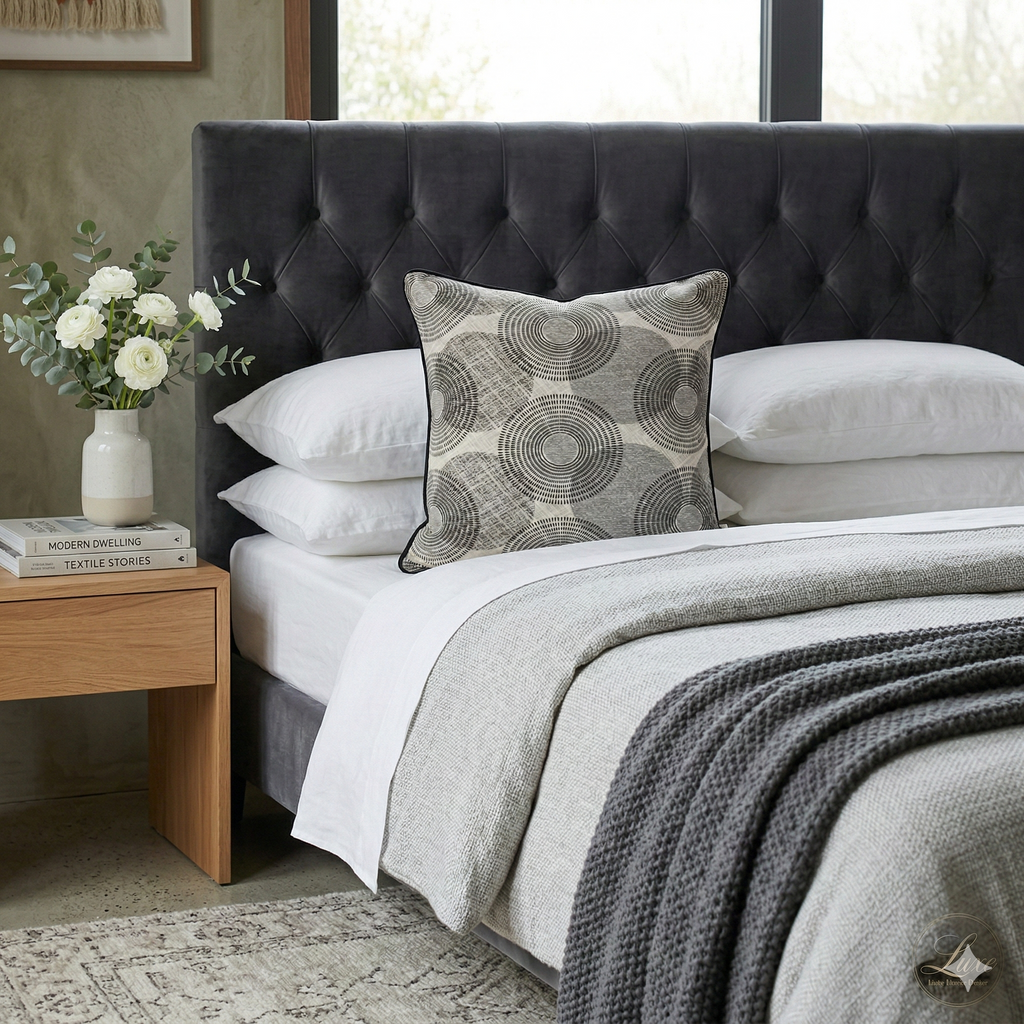 Cojín Premium Twister Gris con Vivo Negro – Elegancia, Contraste y Confort Local