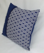 Cojín Combinado Olas Japonesas y Pasamanería Azul 45x45 | Algodón Premium