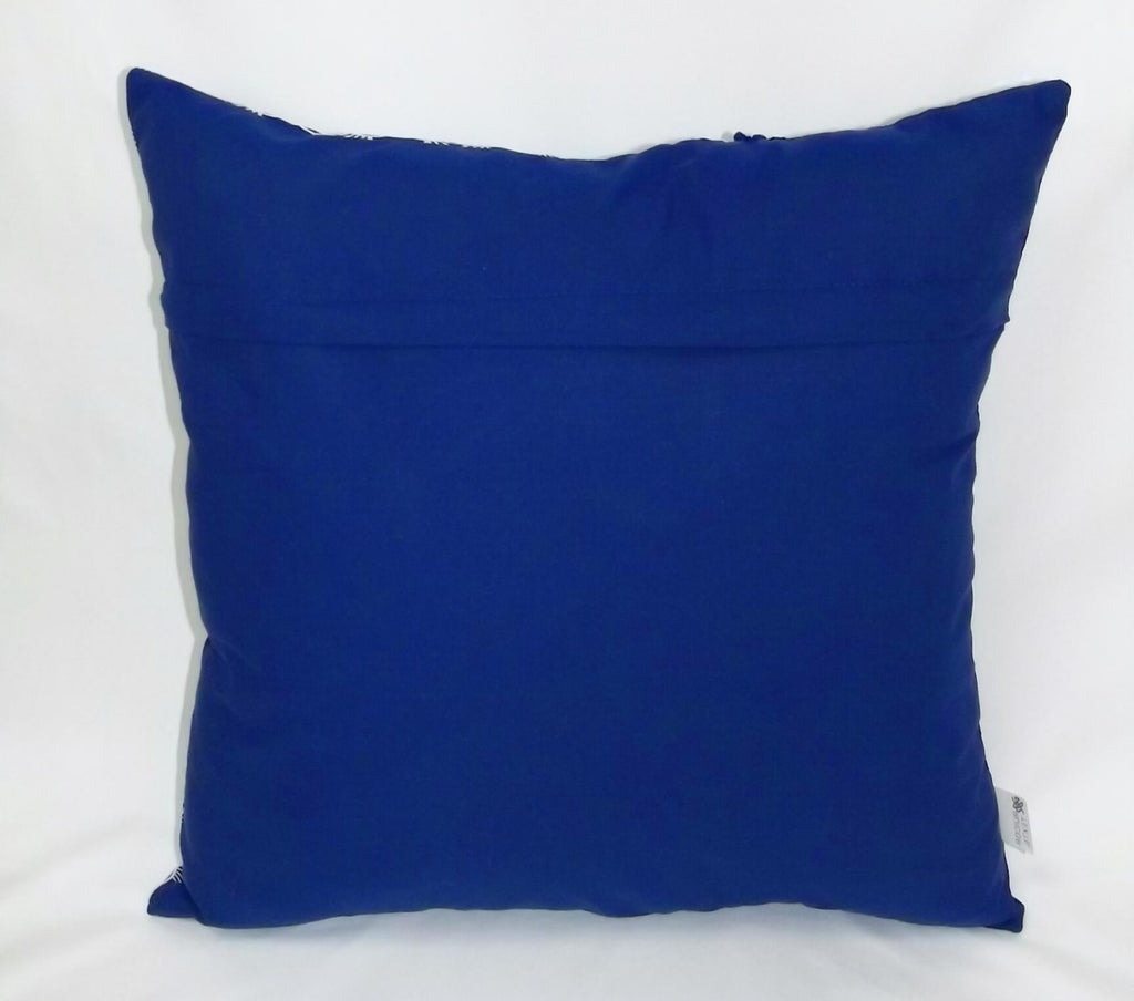 Cojín Combinado Olas Japonesas y Pasamanería Azul 45x45 | Algodón Premium