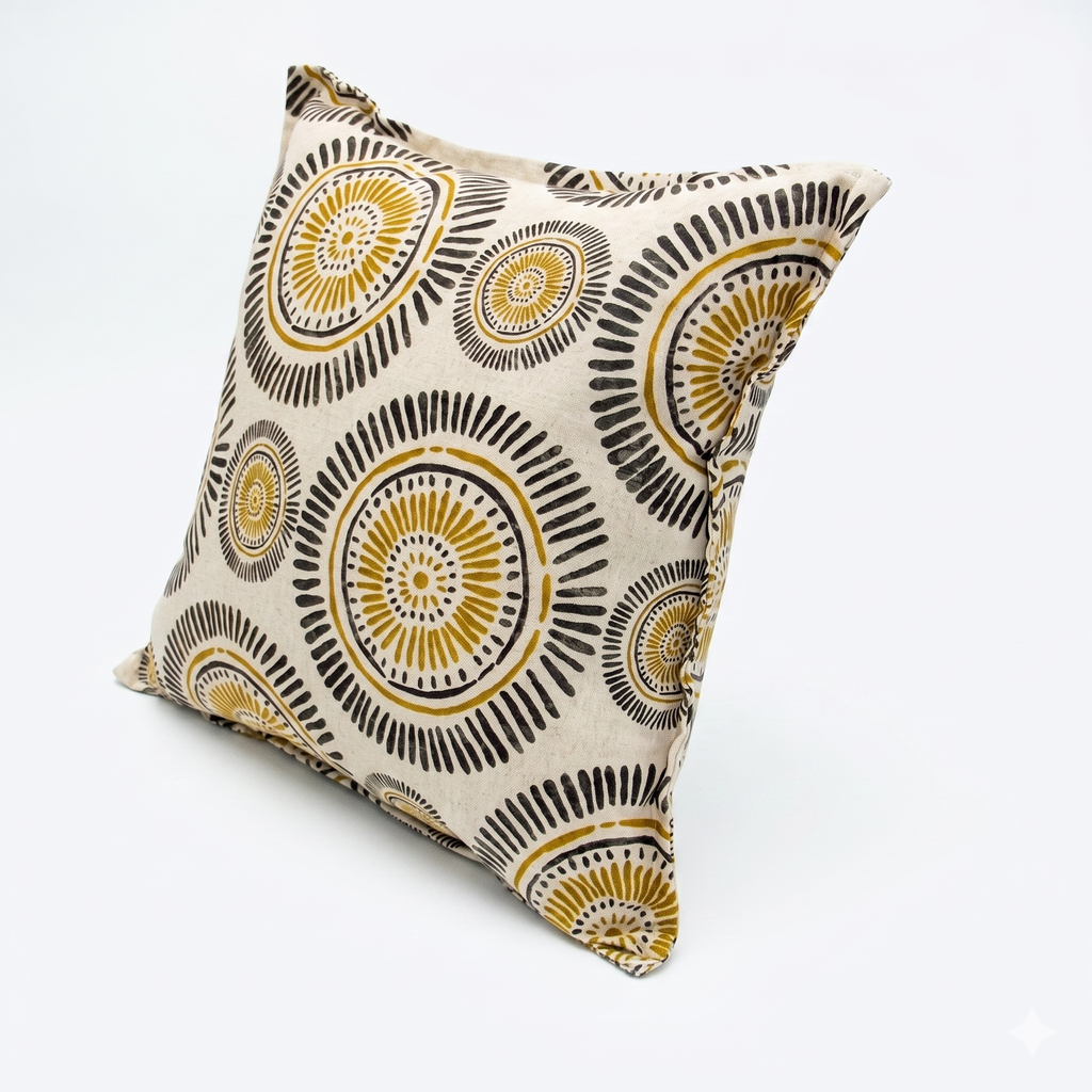 Cojín Decorativo "Sol Mostaza" – Estilo Boho