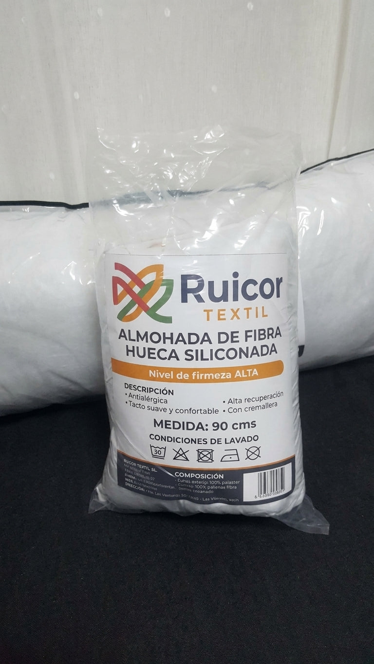 Almohada Ruicor Textil de fibra hueca siliconada, nivel de firmeza Media, envasada enrollada