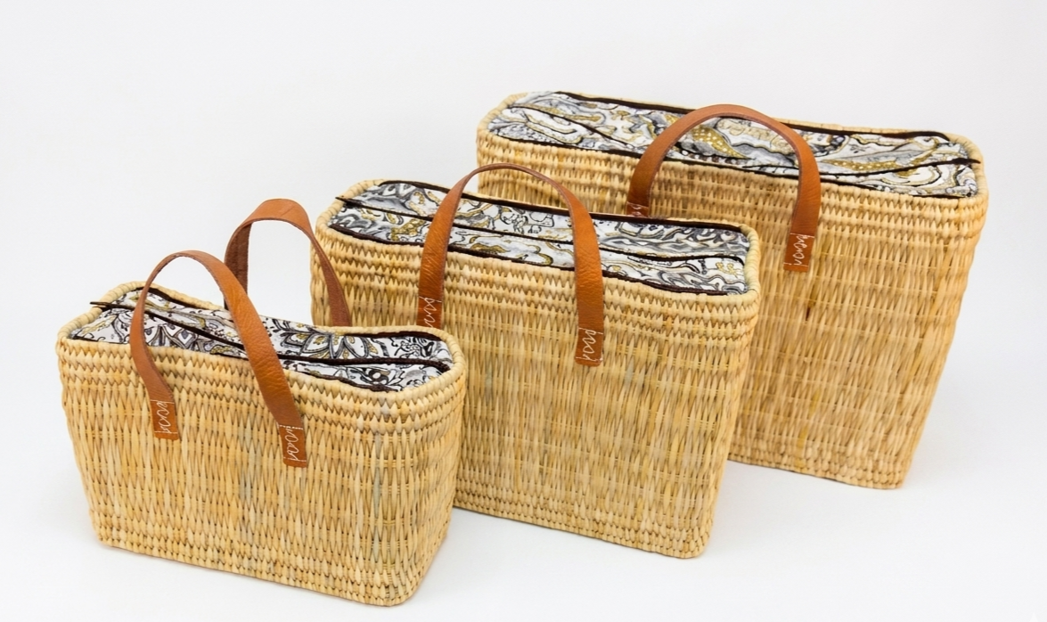 Capazo artesanal Zoco negro, fibra natural trenzada a mano