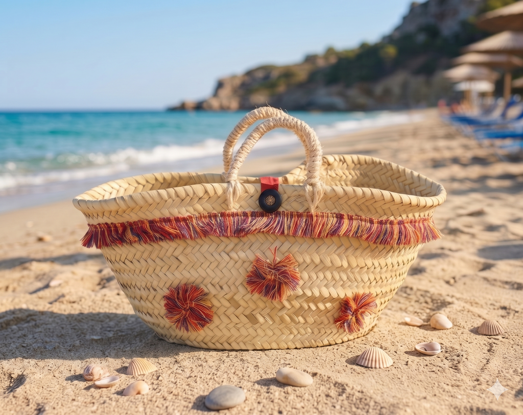 Capazo Esencia del Mediterráneo en escena de playa, verano artesanal